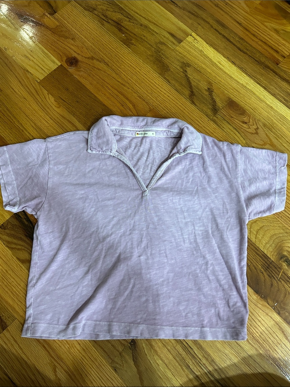 Marine Layer Lavender Cropped Polo Tee